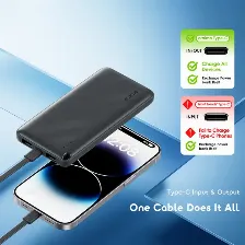 Power Bank Oraimo Powerflow L1, 10000mah, Carga Rapida 15w, 3 Puertos (2 Usb-a, 1 Usb-c), Negro.